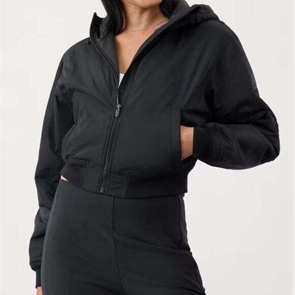 NWT Athleta Lucent Bomber Jacket Black - Size: Medium - Picture 1 of 11